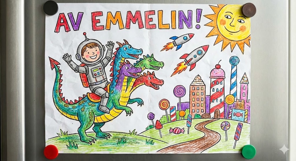 Astronaut og drage tegning